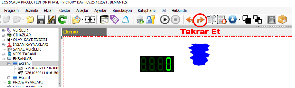 EOS SCADA Editor TEKRAR ET butonu