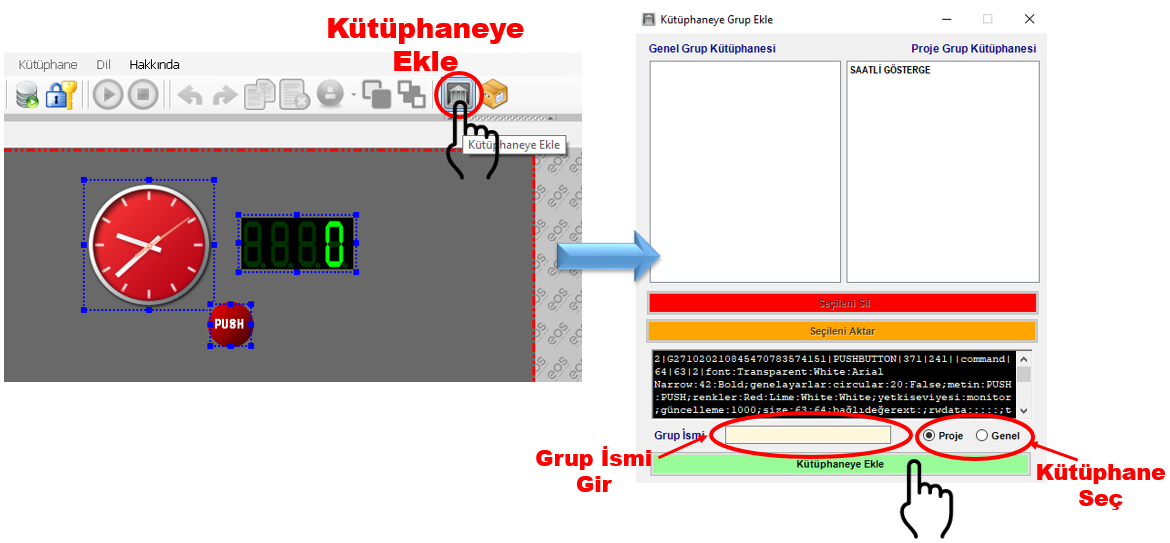 EOS SCADA Kütüphaneye Ekle penceresi