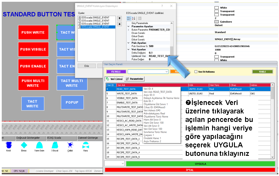 EOS SCADA Limit Value and Limit Type settings