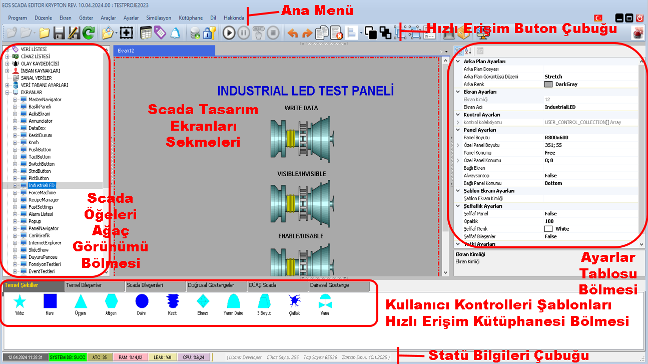 EOS SCADA Editor general workspace layout