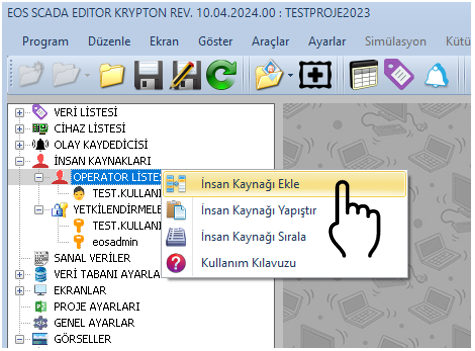 EOS SCADA Editor general workspace layout